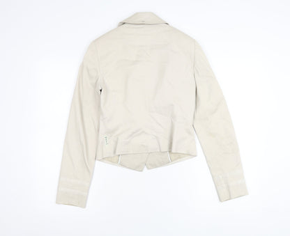 Armani Jeans Women Beige Cotton Pea Jacket Size 10 Collared