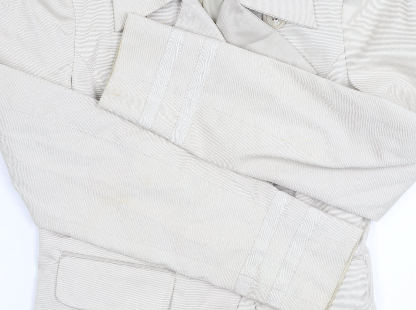 Armani Jeans Women Beige Cotton Pea Jacket Size 10 Collared