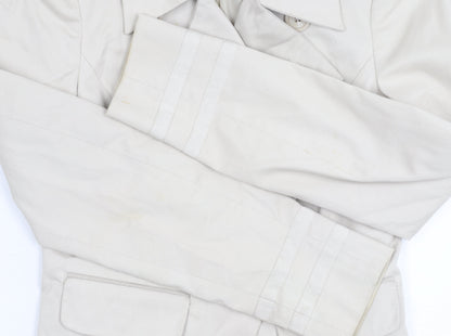 Armani Jeans Women Beige Cotton Pea Jacket Size 10 Collared