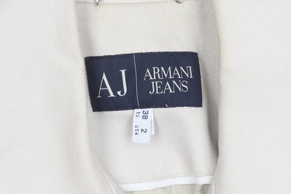 Armani Jeans Women Beige Cotton Pea Jacket Size 10 Collared