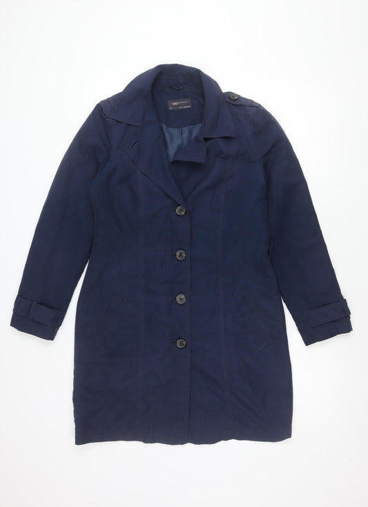 Womens UK Size 10 Marks and Spencer Blue Overcoat