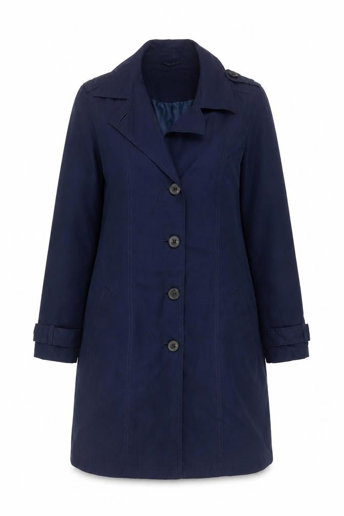 Marks & Spencer Womens Navy Blue Size 10 Polyester Mid-Length Overcoat