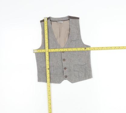Next Boys Grey Check Linen Cotton Waistcoat 5 Years Formal Wedding