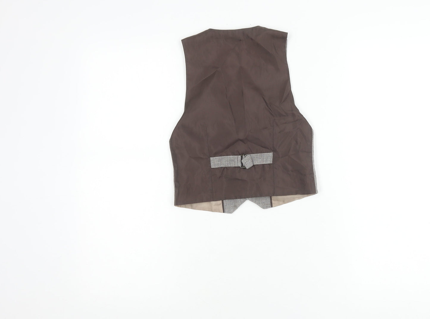 Next Boys Grey Check Linen Cotton Waistcoat 5 Years Formal Wedding