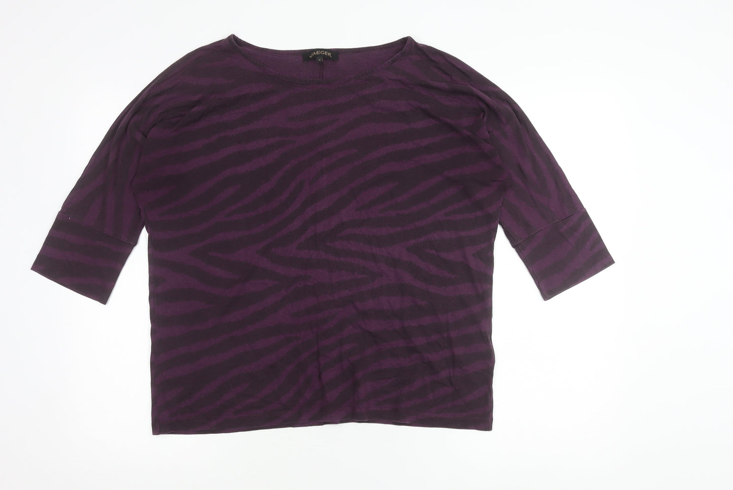 Jaeger Women’s Purple Animal Print T-Shirt M 3/4 Sleeve Jersey Top