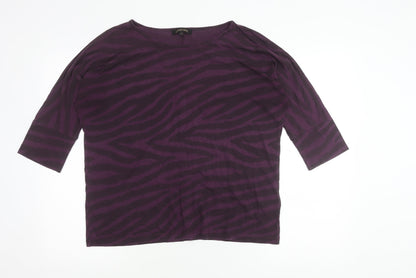 Jaeger Women’s Purple Animal Print T-Shirt M 3/4 Sleeve Jersey Top