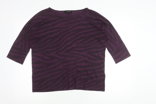 Jaeger Women’s Purple Animal Print T-Shirt M 3/4 Sleeve Jersey Top