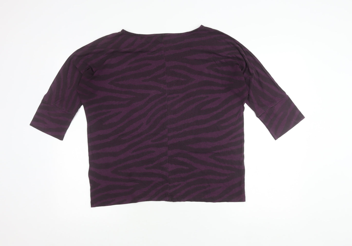 Jaeger Women’s Purple Animal Print T-Shirt M 3/4 Sleeve Jersey Top