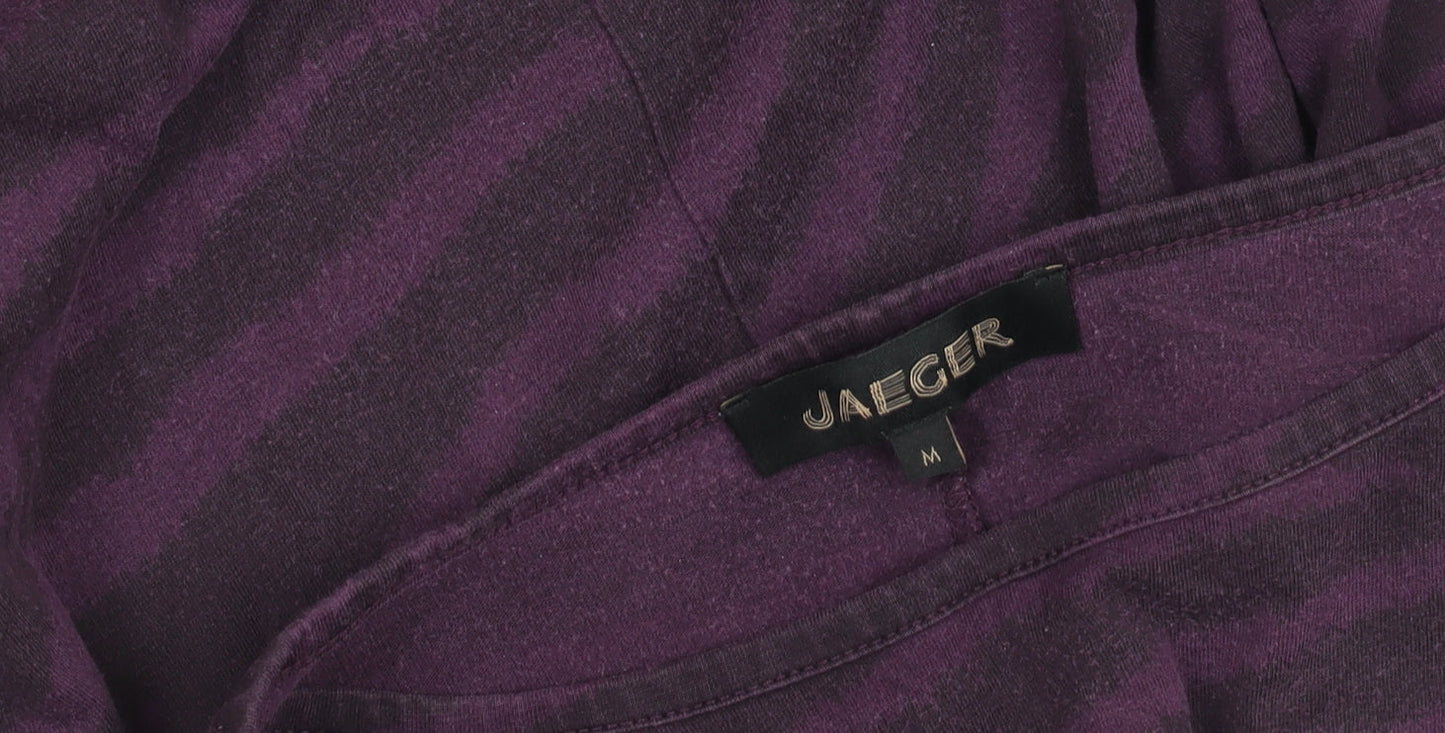 Jaeger Women’s Purple Animal Print T-Shirt M 3/4 Sleeve Jersey Top