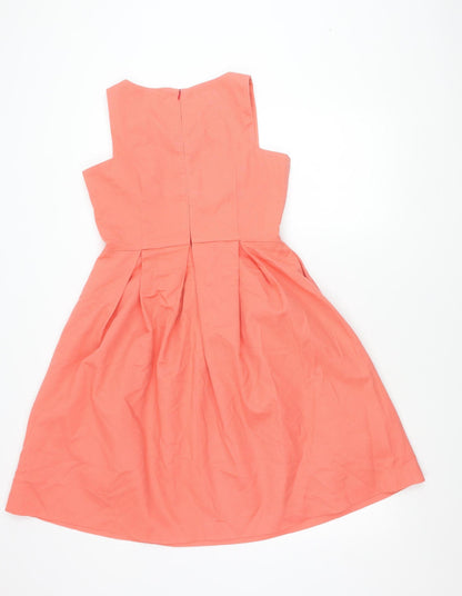 Maison Olivia Women’s Orange Cotton A-Line Sleeveless Dress Size 12