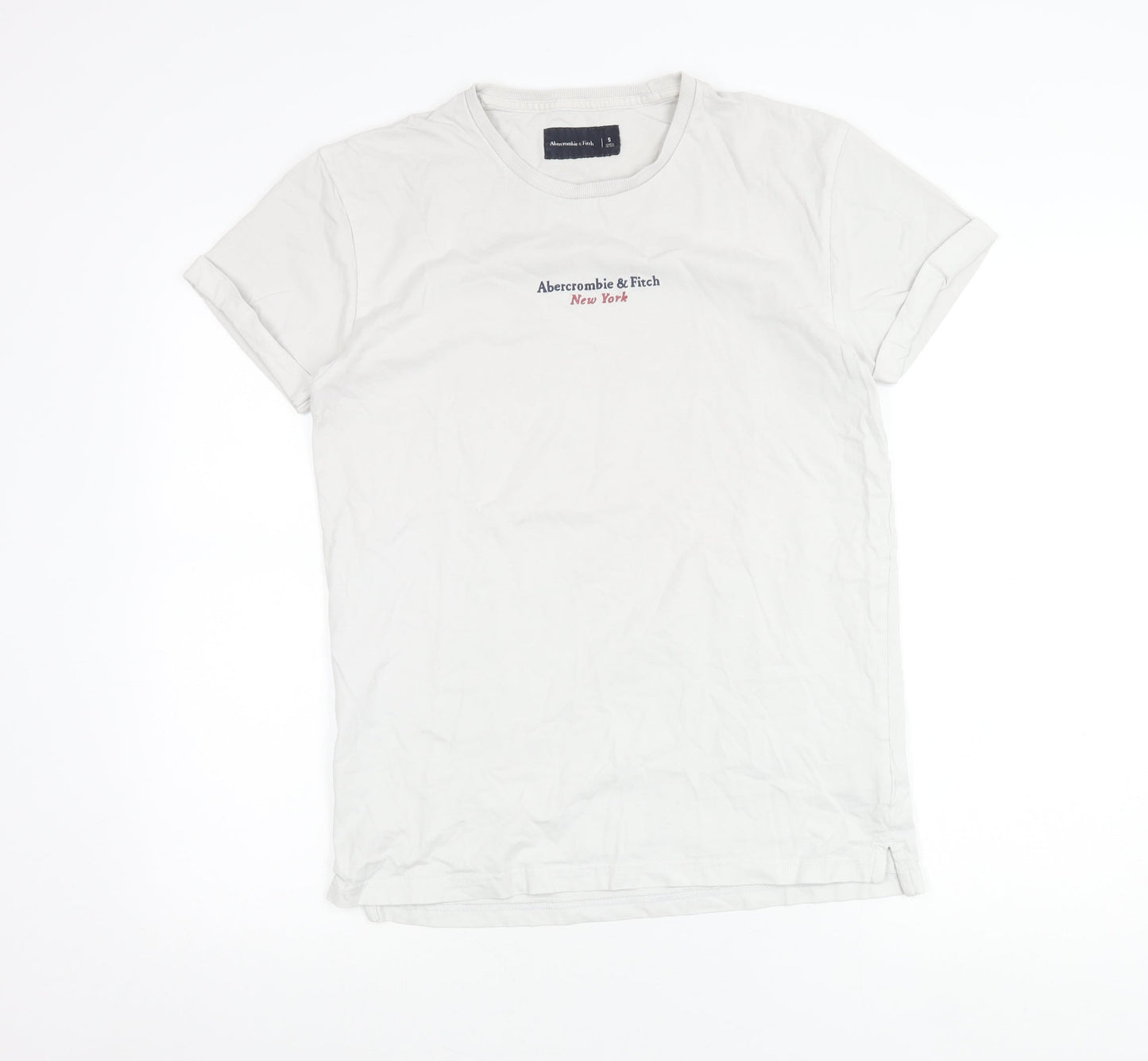 Abercrombie & Fitch Men’s White Cotton T-Shirt Small Crew Neck Logo