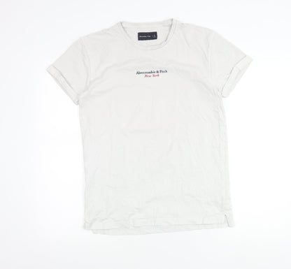 Abercrombie & Fitch Men’s White Cotton T-Shirt Small Crew Neck Logo