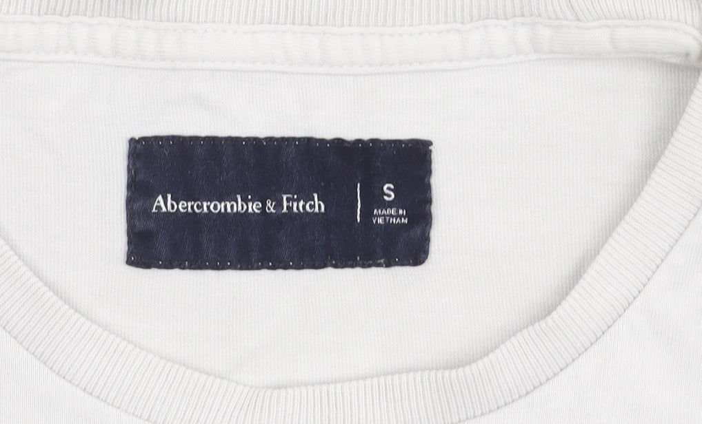 Abercrombie & Fitch Men’s White Cotton T-Shirt Small Crew Neck Logo