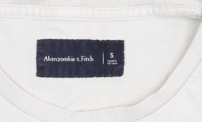 Abercrombie & Fitch Men’s White Cotton T-Shirt Small Crew Neck Logo