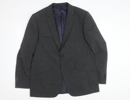 Marks and Spencer Men’s Grey Pinstripe Blazer Jacket 42in Chest Regular Fit