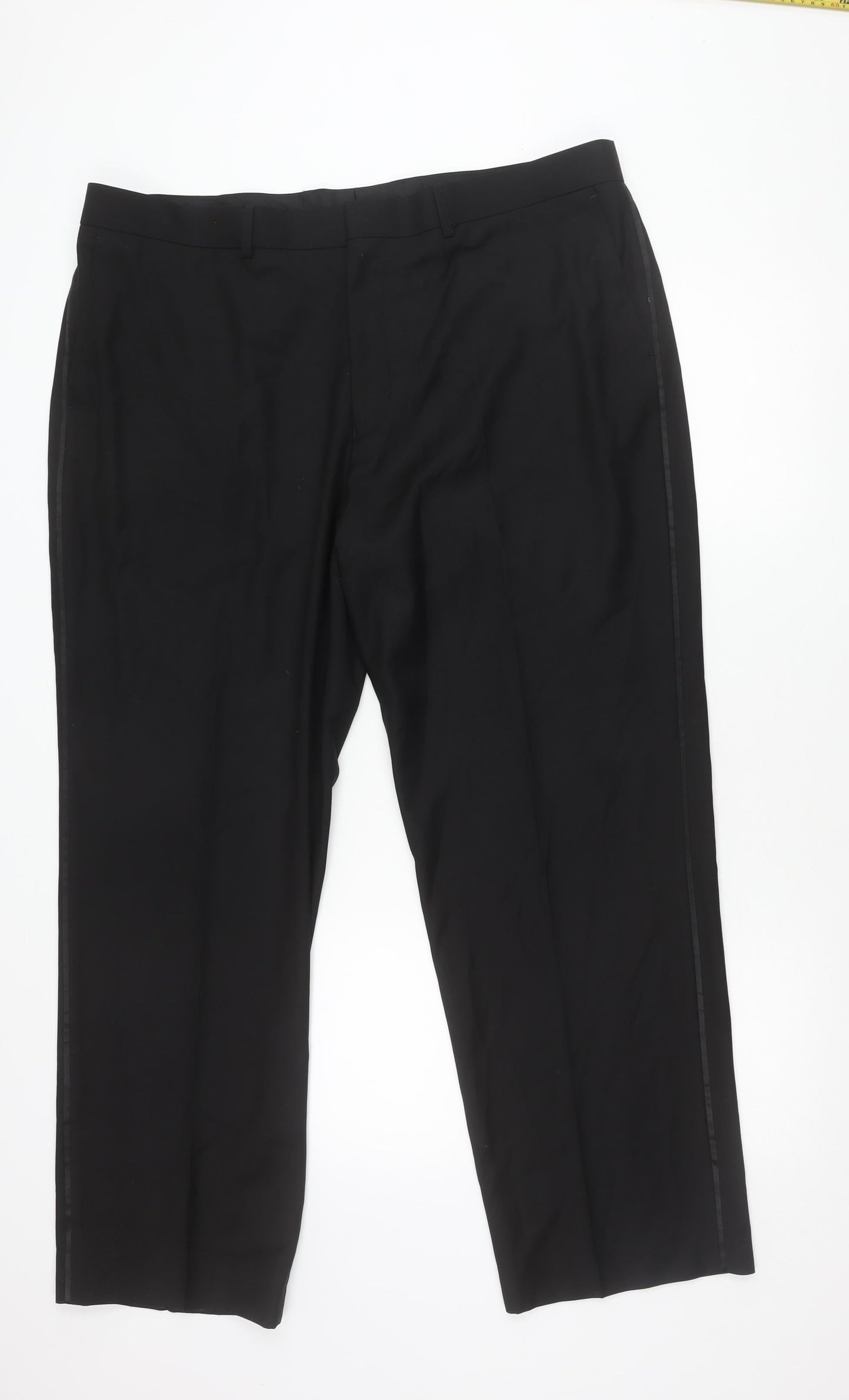 George Men's Black Dress Pants Trousers 42W 31L Regular Business Workwear