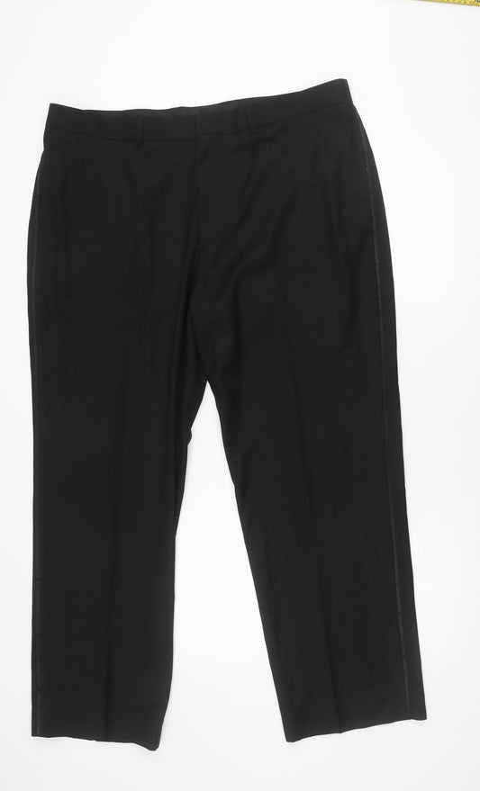 George Men's Black Dress Pants Trousers 42W 31L Regular Business Workwear