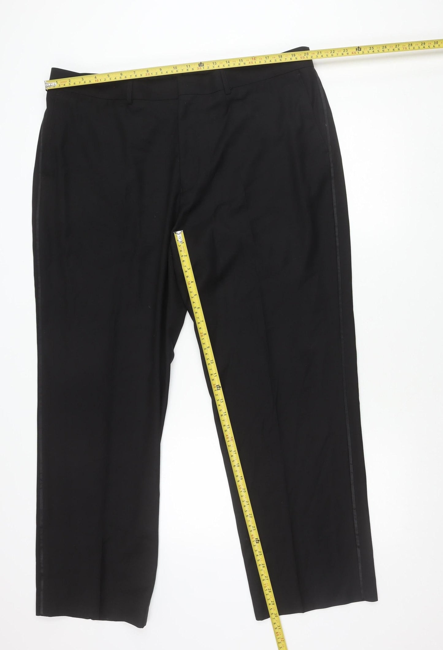 George Men's Black Dress Pants Trousers 42W 31L Regular Business Workwear