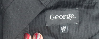 George Men's Black Dress Pants Trousers 42W 31L Regular Business Workwear