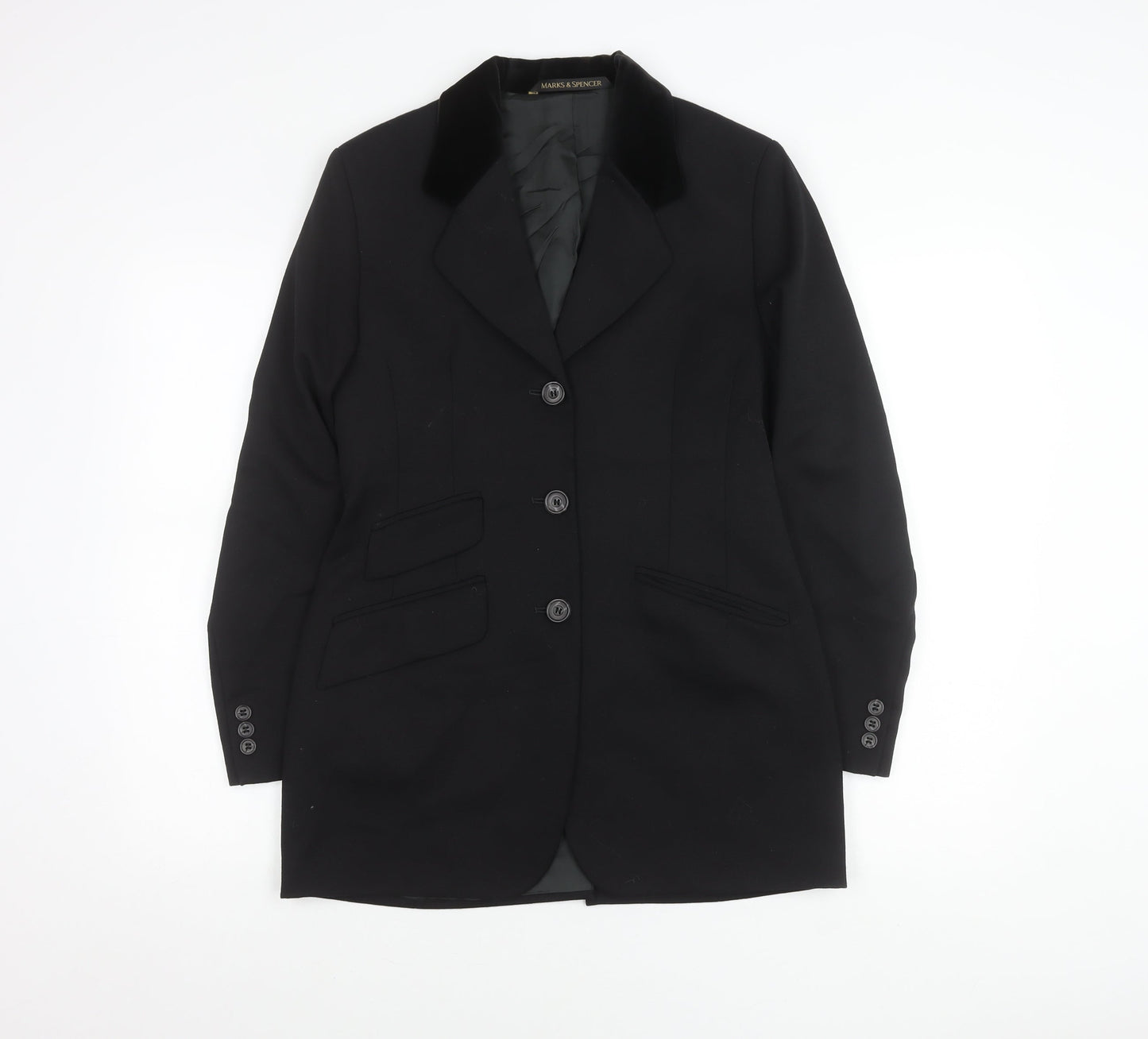Marks and Spencer Women's Black Wool Blazer Jacket UK 8