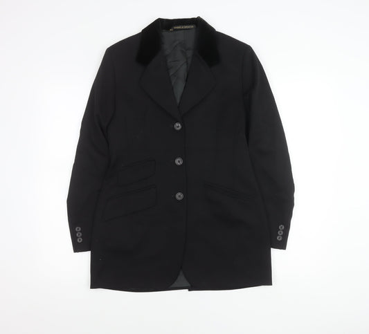 Marks and Spencer Women's Black Wool Blazer Jacket UK 8