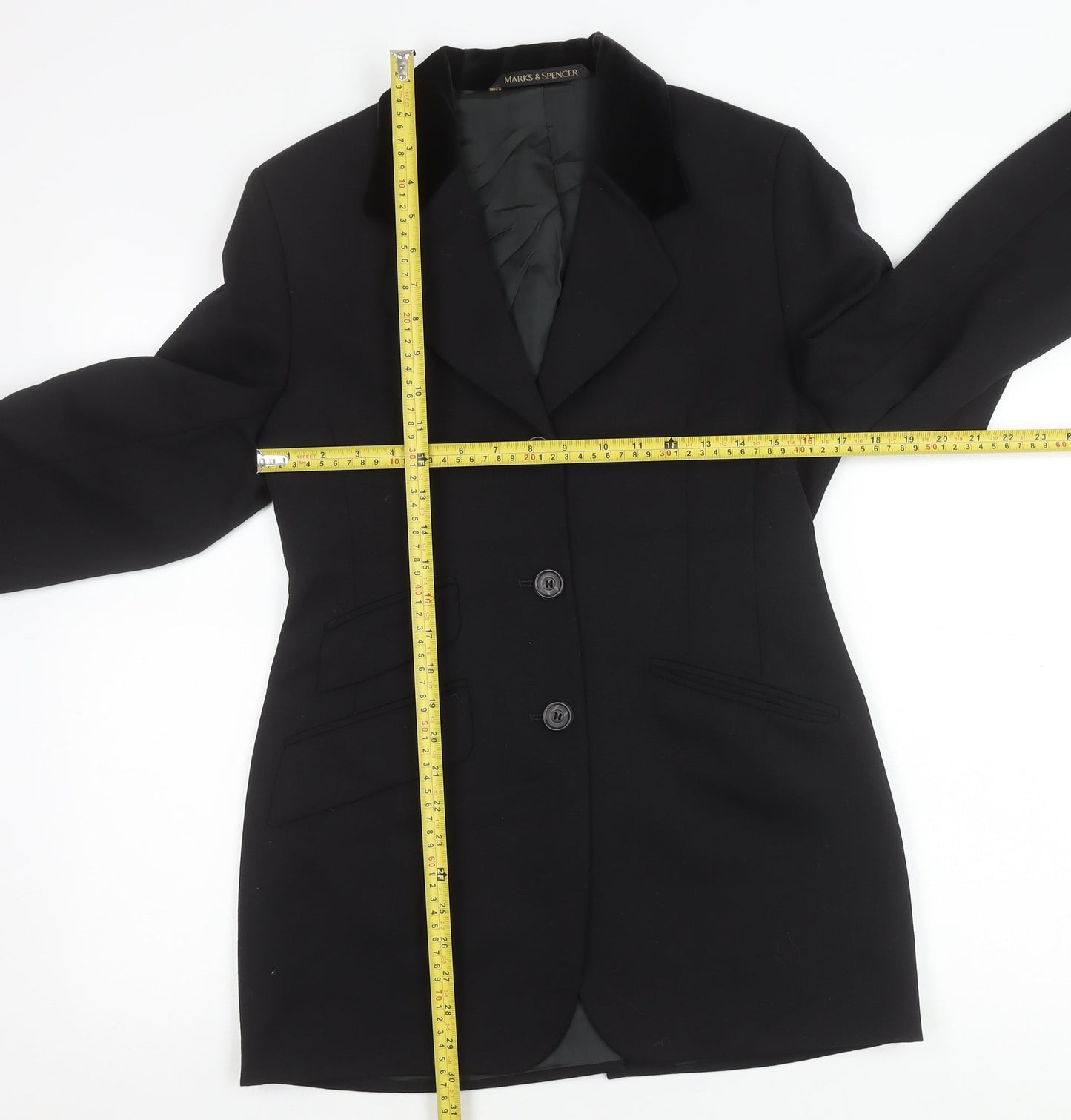 Marks and Spencer Women's Black Wool Blazer Jacket UK 8