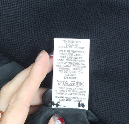 Marks and Spencer Women's Black Wool Blazer Jacket UK 8