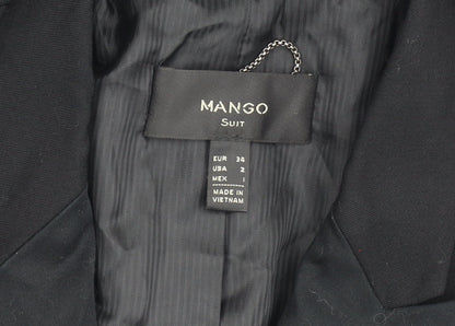 Mango Womens Black Slim Fit Suit Jacket Blazer Size UK 6