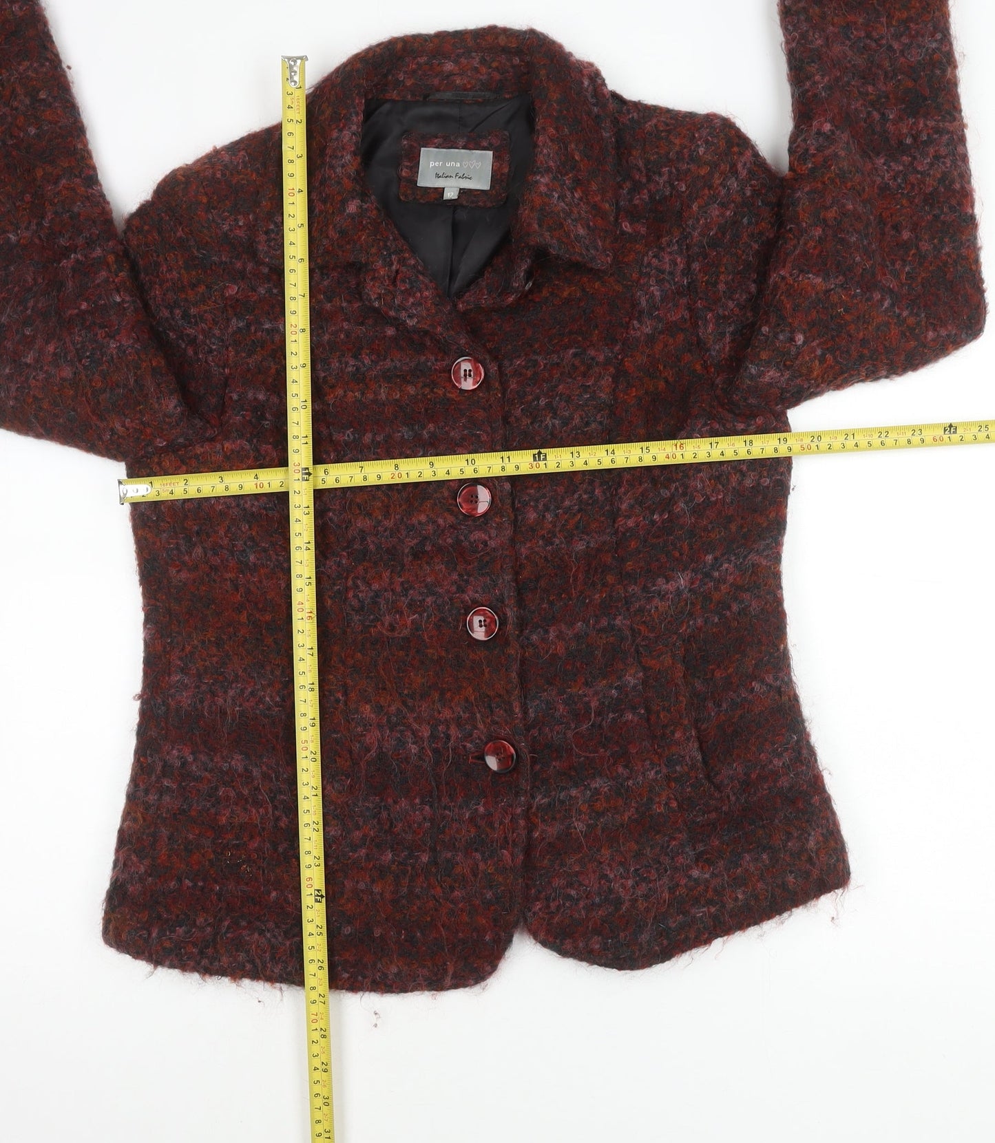 Marks and Spencer Women’s Multicoloured Wool Blend Bouclé Blazer Jacket Size 12