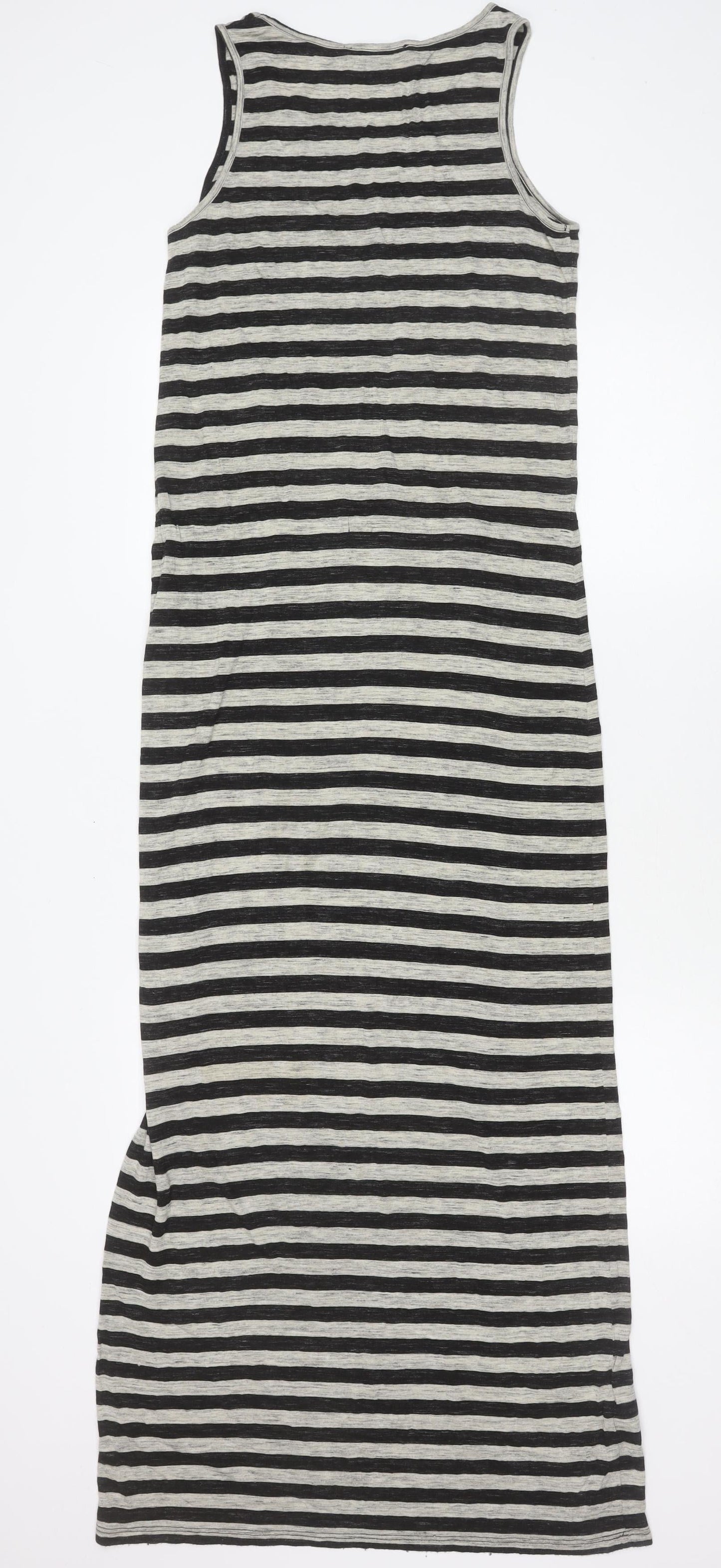 Next Women’s Black Grey Striped Midi Tank Dress Size 12