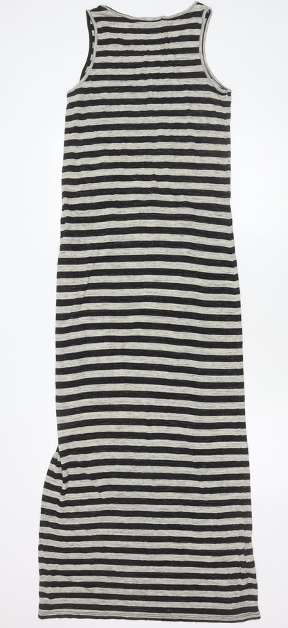 Next Women’s Black Grey Striped Midi Tank Dress Size 12