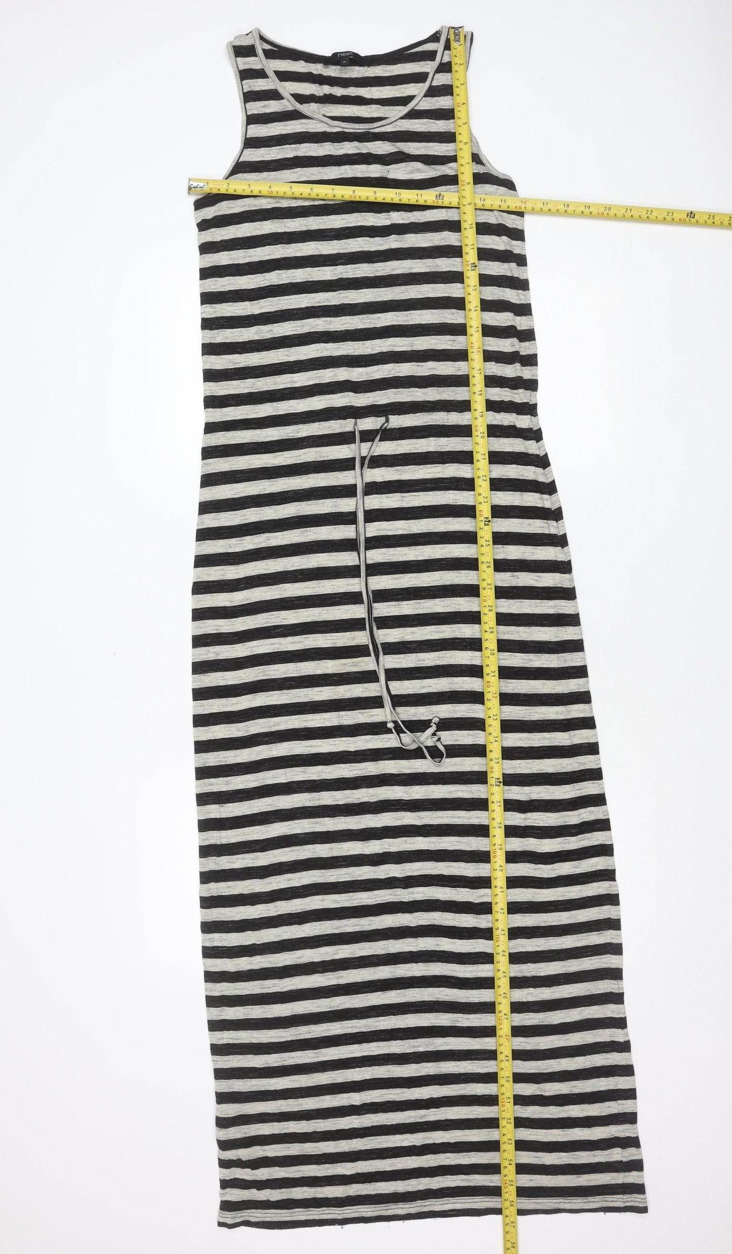 Next Women’s Black Grey Striped Midi Tank Dress Size 12