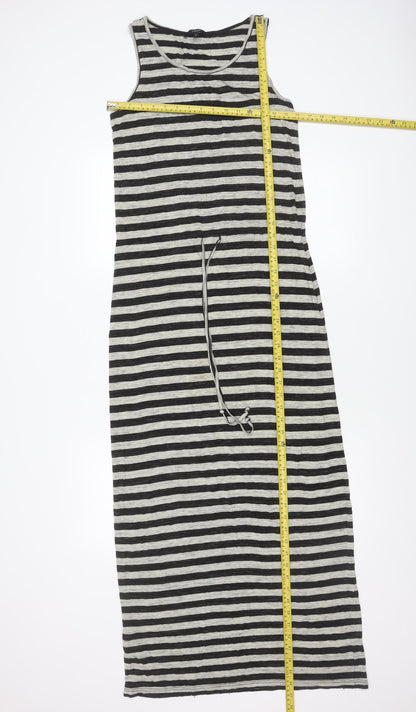 Next Women’s Black Grey Striped Midi Tank Dress Size 12