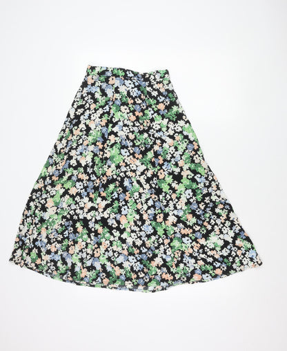 H&M Women’s Multicoloured Floral Midi A-Line Skirt Size 6