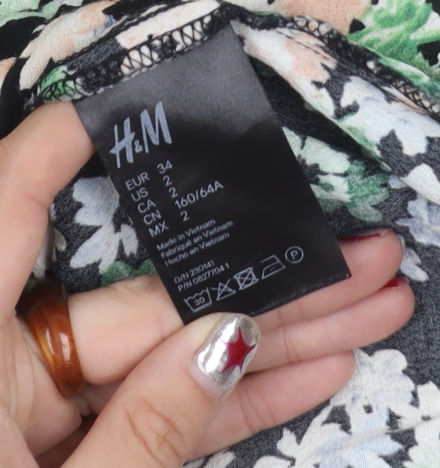 H&M Women’s Multicoloured Floral Midi A-Line Skirt Size 6