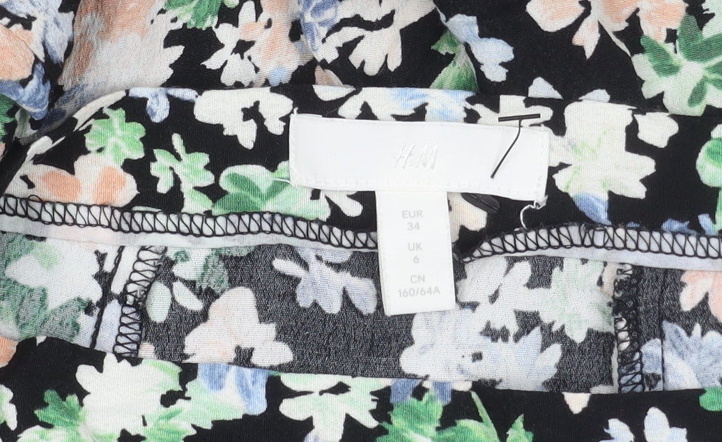H&M Women’s Multicoloured Floral Midi A-Line Skirt Size 6