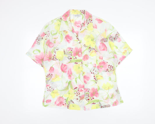 Basler Womens Multicoloured Floral Button-Up Blouse Size 14