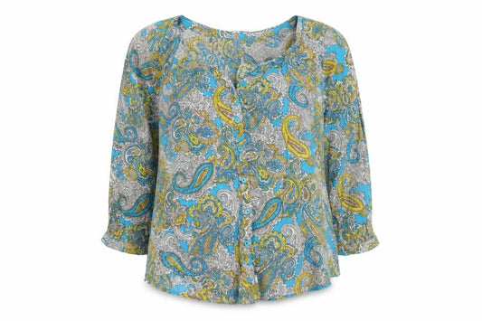 H&M Women’s Multicoloured Paisley Cotton Tunic Blouse Size 8