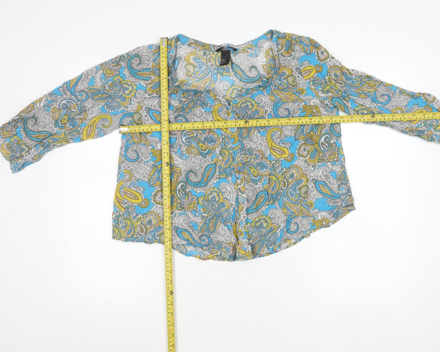 H&M Women’s Multicoloured Paisley Cotton Tunic Blouse Size 8