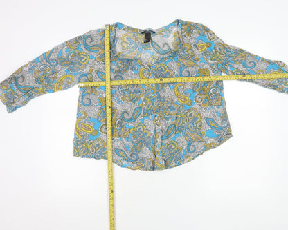 H&M Women’s Multicoloured Paisley Cotton Tunic Blouse Size 8