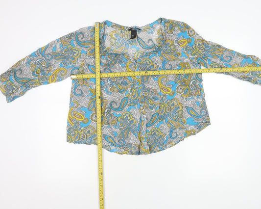H&M Women’s Multicoloured Paisley Cotton Tunic Blouse Size 8