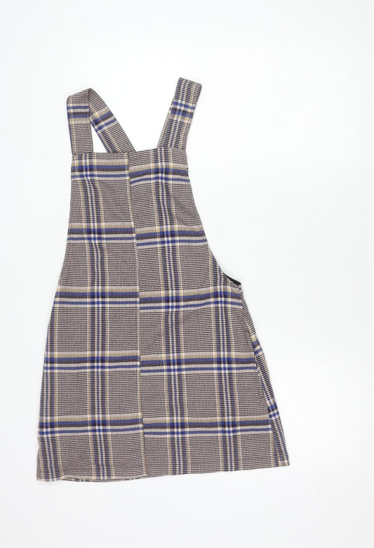 Bershka Women’s Multicoloured XS Plaid Pinafore Dress