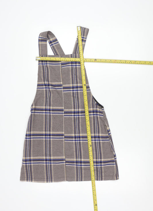 Bershka Women’s Multicoloured XS Plaid Pinafore Dress