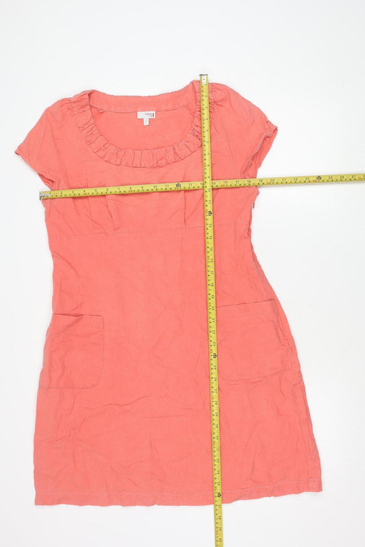 Next Women Pink Linen Blend Shift Dress Size 16 Scoop Neck