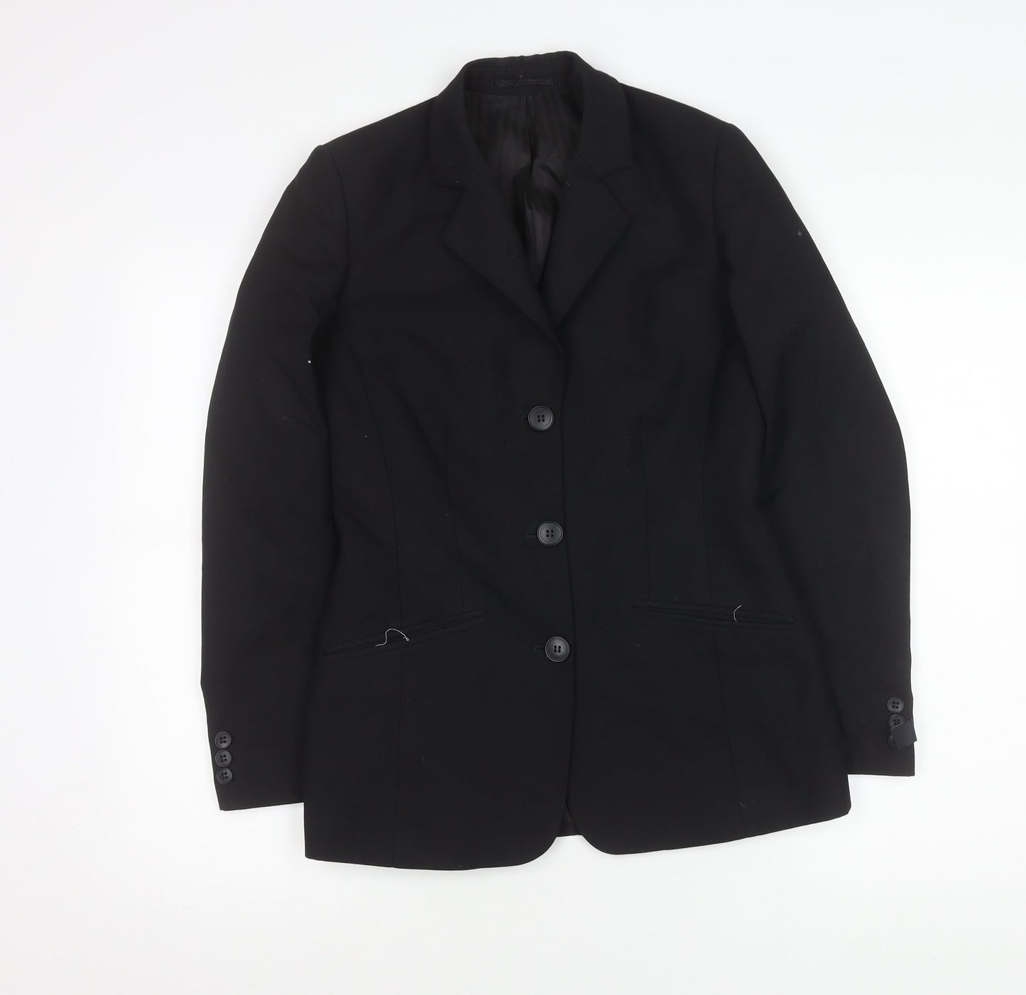 Clubclass Womens Black Wool Blend Suit Jacket UK 6 Workwear Blazer