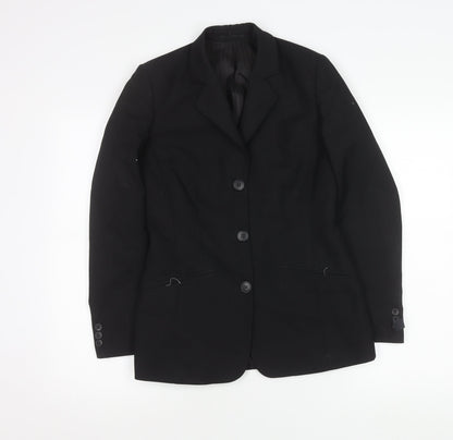 Clubclass Womens Black Wool Blend Suit Jacket UK 6 Workwear Blazer