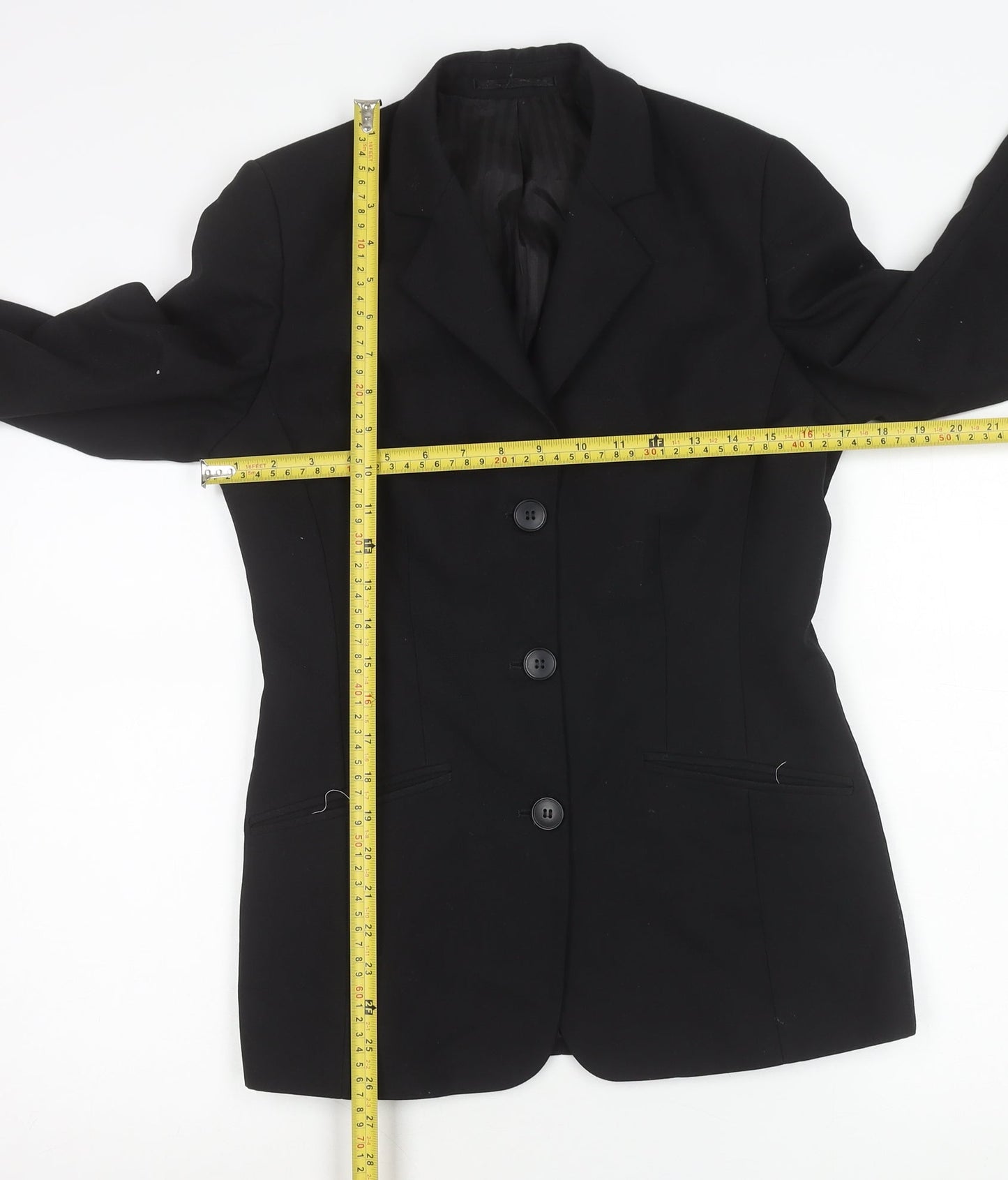 Clubclass Womens Black Wool Blend Suit Jacket UK 6 Workwear Blazer