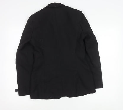 Clubclass Womens Black Wool Blend Suit Jacket UK 6 Workwear Blazer
