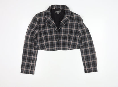 Primark Womens Multicoloured Plaid Cropped Suit Jacket Size 14
