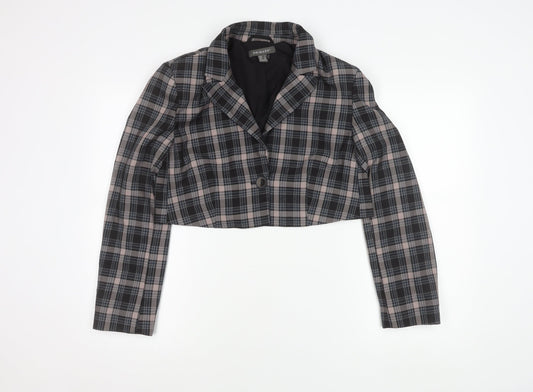 Primark Womens Multicoloured Plaid Cropped Suit Jacket Size 14